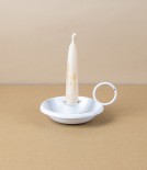 Lacquered Steel Candle Holder, White