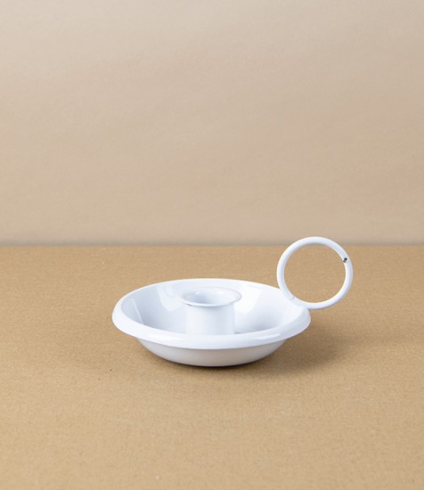 Lacquered Steel Candle Holder, White
