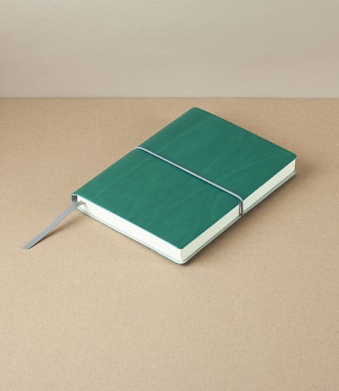 Italian notebook with elastic, B6, Blank, Green