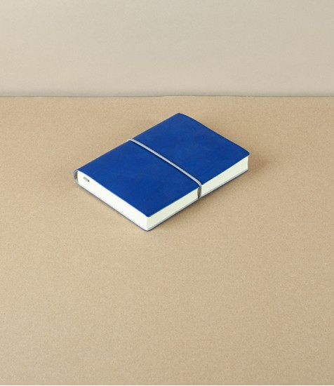 Italian Pocket Notebook with Elastic, Lined, Blue