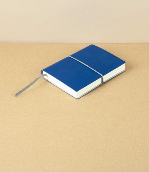 Italian Pocket notebook with elastic, Plain, Blue