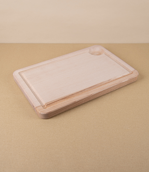 Italian Rectangular Cutting Board with Juice Groove, Beech heartwood