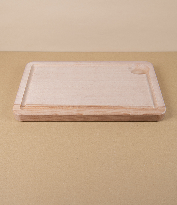 Italian Rectangular Cutting Board with Juice Groove, Beech heartwood