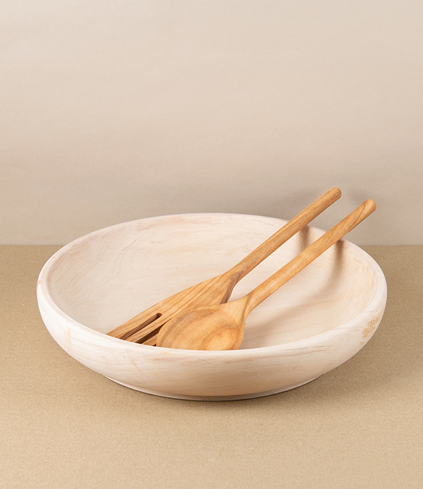 Italian Beechwood Serving Bowl, 30cm