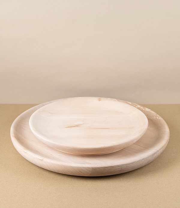 Italian Beechwood Polenta Plate or Appetizer Tray, 25cm