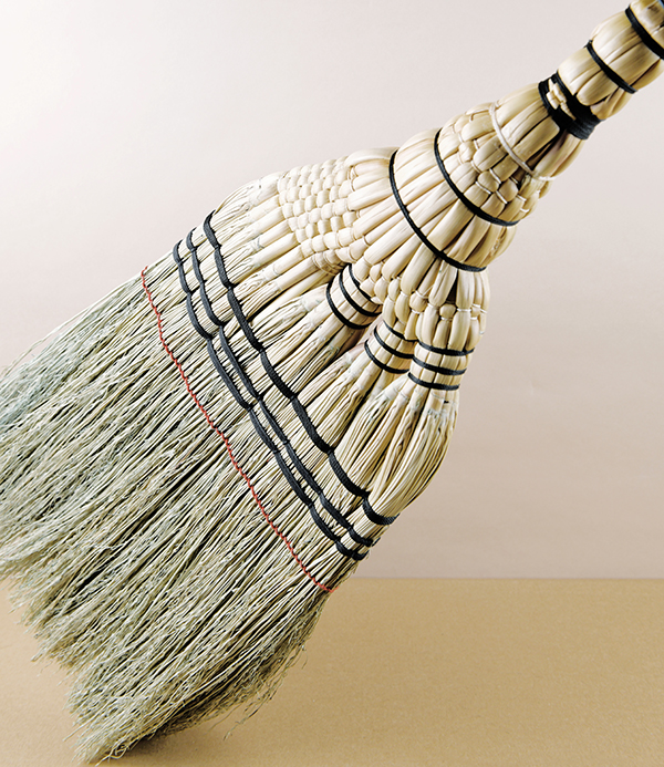 Gunma Japanese Three-Bundle Broom or Sweeper, Woven Sorghum
