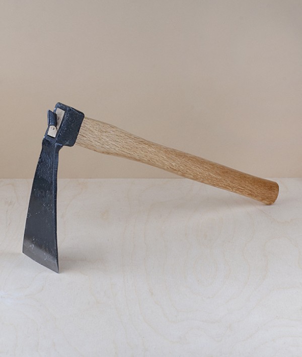 Japanese grub hoe, carbon steel & birch