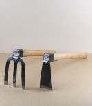 Japanese grub hoe, carbon steel & birch