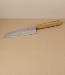 Pateru Oak Santoku, Double Bevelled Damascus Blade, 165mm