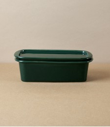 Japanese Semi-Porcelain Lidded Box, Dark Green