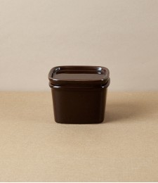 Japanese Semi-Porcelain Lidded Box, Small, Deep Brown