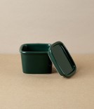 Japanese Semi-Porcelain Lidded Box, Small, Dark Green