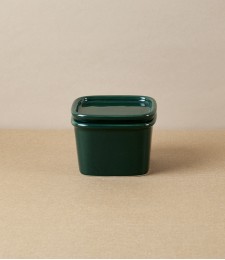 Japanese Semi-Porcelain Lidded Box, Small, Dark Green