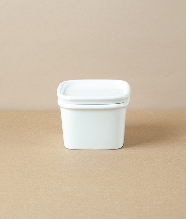 Japanese Semi-Porcelain Lidded Box, Small, White