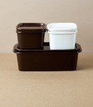 Japanese Semi-Porcelain Lidded Box, Small, Deep Brown