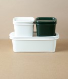 Japanese Semi-Porcelain Lidded Box, Small, Dark Green