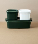 Japanese Semi-Porcelain Lidded Box, Dark Green