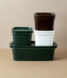 Japanese Semi-Porcelain Lidded Box, Dark Green