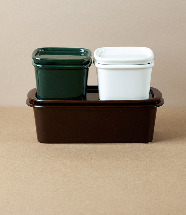 Japanese Semi-Porcelain Lidded Box, Deep Brown