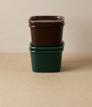 Japanese Semi-Porcelain Lidded Box, Small, Deep Brown