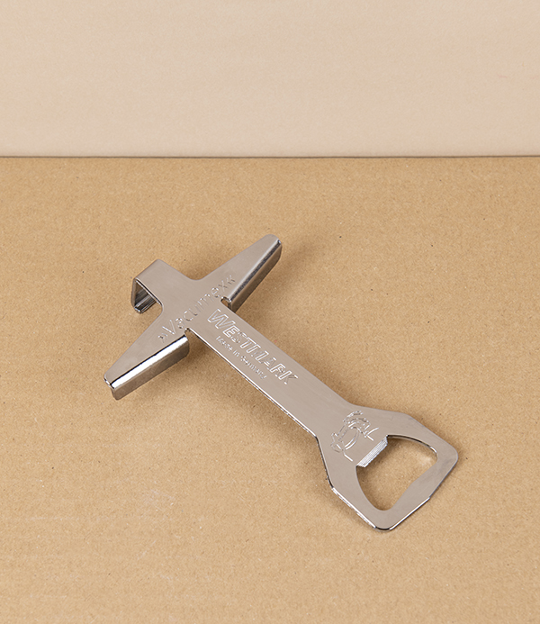 German Jar & Bottle Opener, Chrome Plated Steel