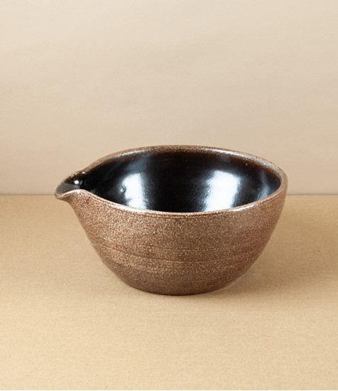 Joseph Bull Stoneware Batter Bowl, Tenmoku & Salt Glaze
