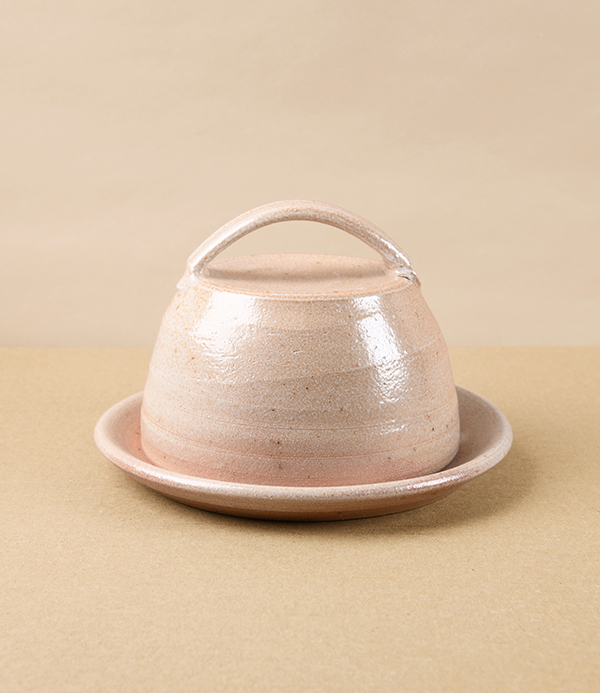 Joseph Bull Stoneware Butter Dish, Ash & Salt Glaze