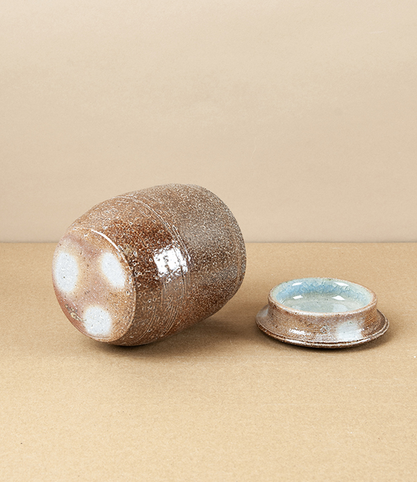 Joseph Bull Lidded Stoneware Jar, Salt Glaze