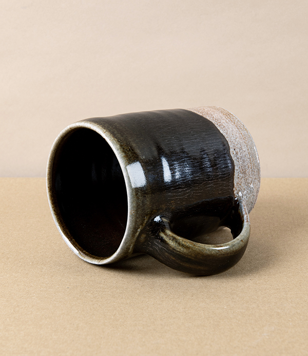 Joseph Bull Stoneware Straight Sided Mug, Half Tenmoku & Salt Glaze