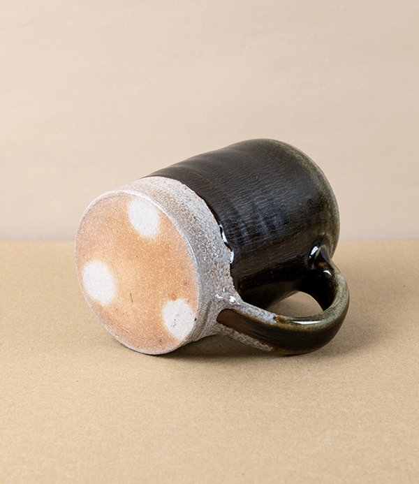 Joseph Bull Stoneware Straight Sided Mug, Half Tenmoku & Salt Glaze