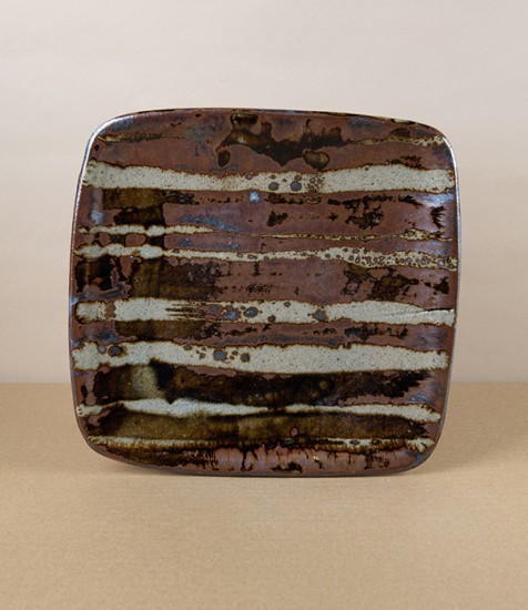 Jack Welbourne Square Plate, Half Glaze, Ash Stripe