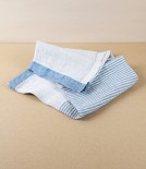 Finnish 100% Linen 'Kaisla' Sauna Hand Towel, Blue & Natural Linen