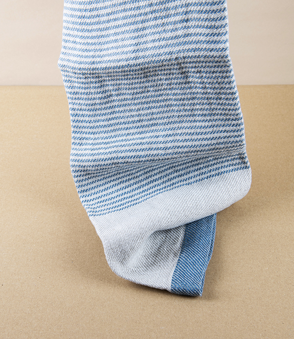 Finnish 100% Linen 'Kaisla' Sauna Hand Towel, Blue & Natural Linen