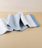 Finnish 100% Linen 'Kaisla' Sauna Hand Towel, Blue & Natural Linen