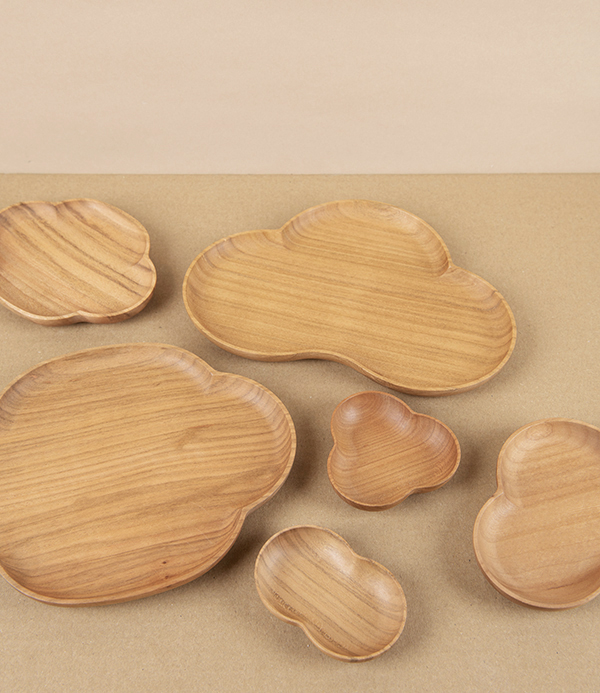 Kito Tiny Wooden Plate, 'Seed Leaf', Cherry Wood