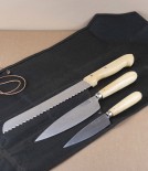 Spanish three knife stainless set with roll