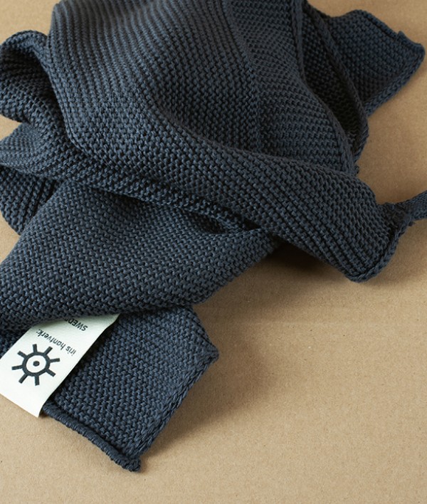 Knitted Organic Cotton Hand-Towel, Graphite