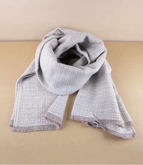 Finnish Merino Wool Patterned 'Koli' Scarf, Beige