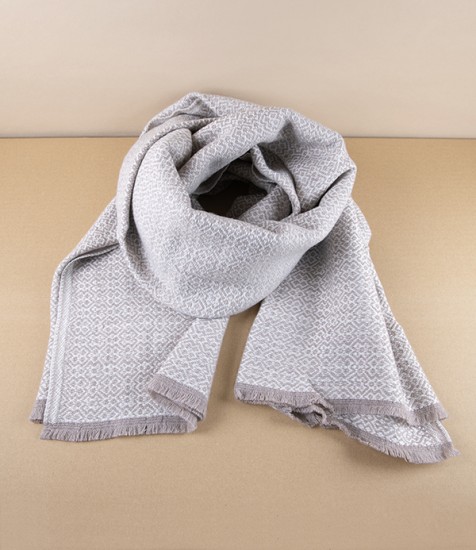 Finnish Merino Wool Patterned 'Koli' Scarf, Beige