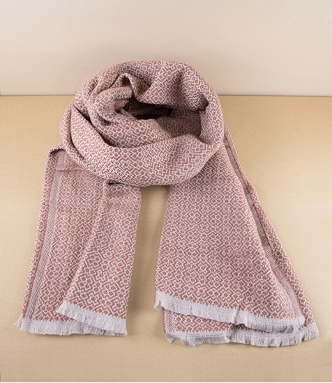 Finnish Merino Wool Patterned 'Koli' Scarf, Cinnamon