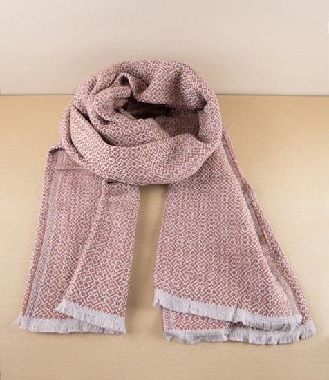 Finnish Merino Wool Patterned 'Koli' Scarf, Cinnamon