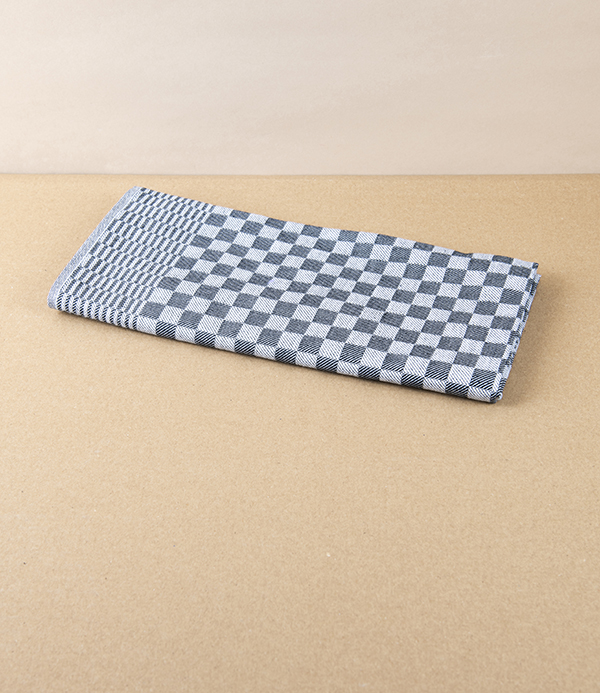 Jacquard Woven Kitchen Towel, Black Check