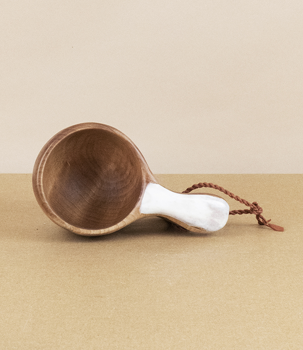 Kuksa double handle with antler inlay