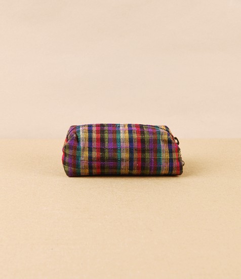 Kurume Kasuri Mini Cotton Case, Colourful Checks