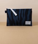 Kurume Kasuri Japanese Cotton Pouch, Animal Stripe