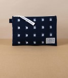 Kurume Kasuri Japanese Cotton Pouch, Woven Cross