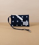 Kurume Kasuri Small Cotton Pouch, Woven Cross