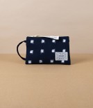 Kurume Kasuri Small Cotton Pouch, Woven Cross