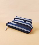 Geimon Kurume Kasuri Wash Bag, Indigo Multi-Stripe