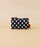 Kurume Kasuri Rectangular Cotton Pouch, Chess Board